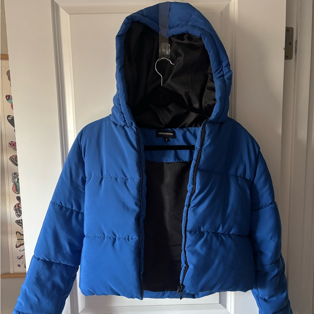 PrettyLittleThing Royal Blue Hooded Puffer Jacket